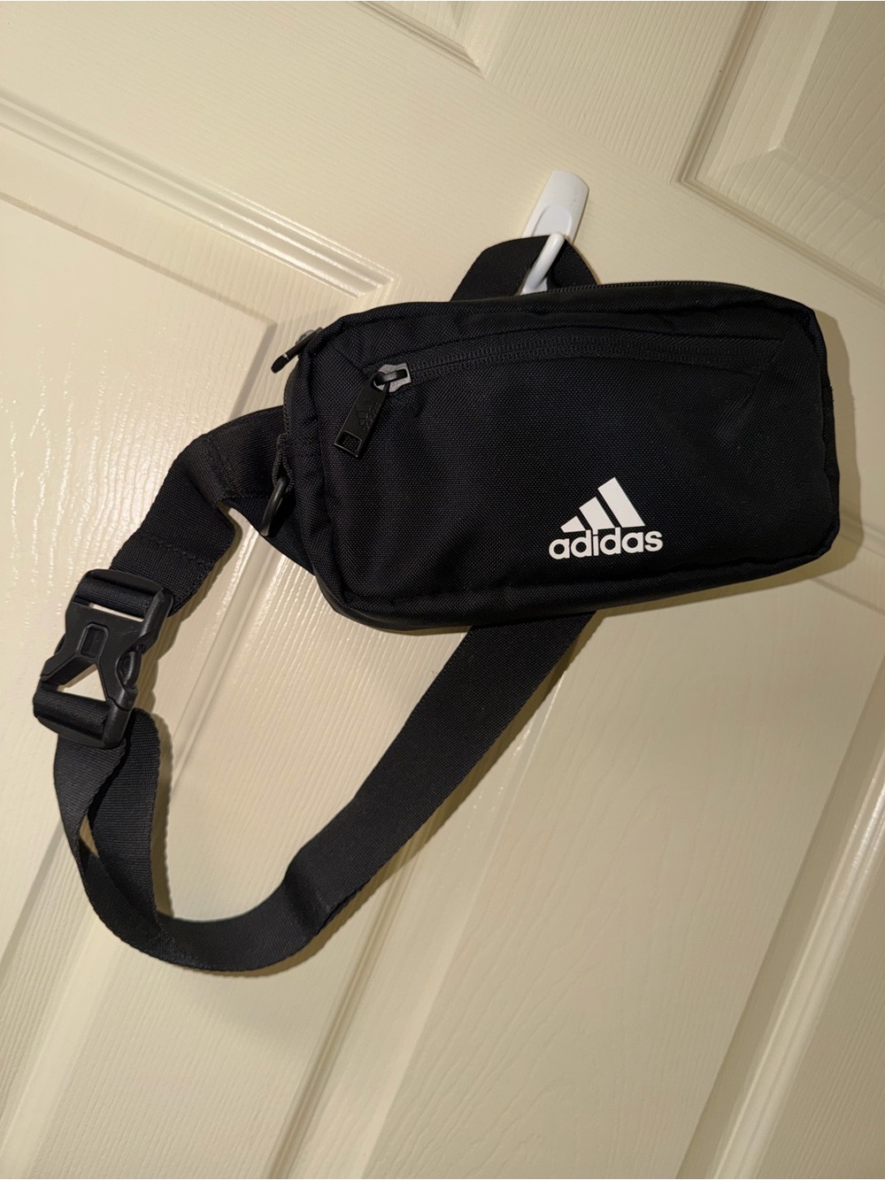 adidas Black Waist Pack with White Logo